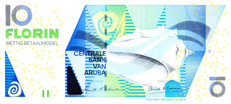 Front of Aruba p16a: 10 Florin from 2003