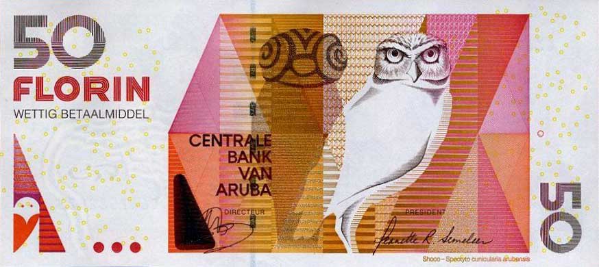 Front of Aruba p18c: 50 Florin from 2012
