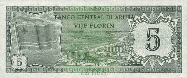 Front of Aruba p1: 5 Florin from 1986