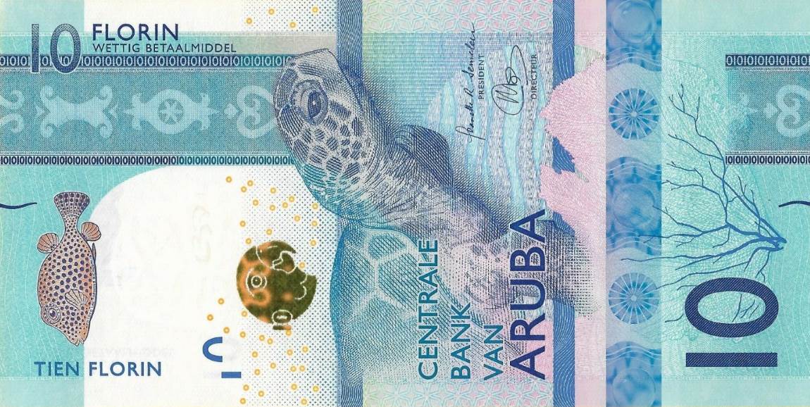 Front of Aruba p21: 10 Florin from 2019