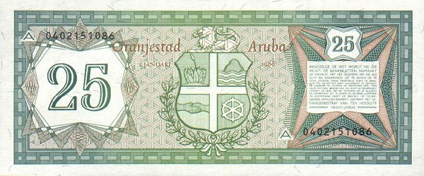 Back of Aruba p3: 25 Florin from 1986