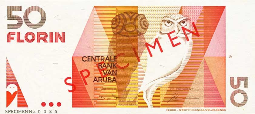 Front of Aruba p9s: 50 Florin from 1990