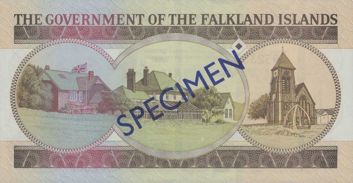 Back of Falkland Islands p15s: 20 Pounds from 1984
