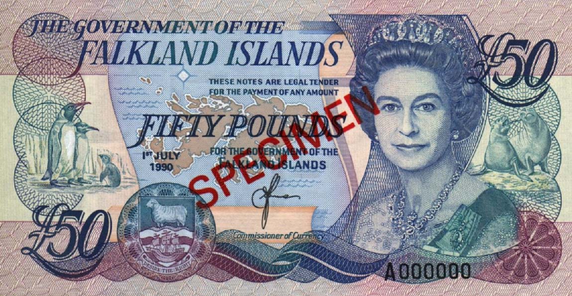 Front of Falkland Islands p16s: 50 Pounds from 1990