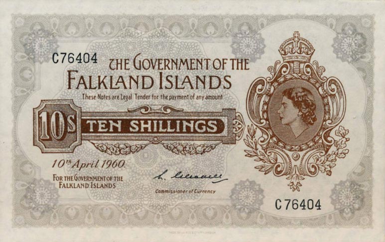 Front of Falkland Islands p7a: 10 Shillings from 1960