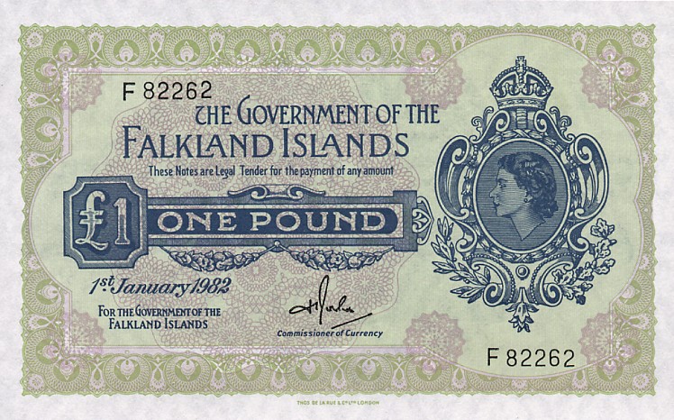 Front of Falkland Islands p8d: 1 Pound from 1982