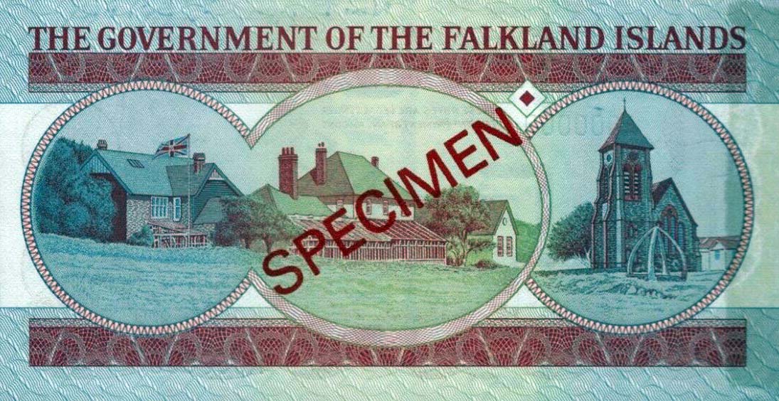 Back of Falkland Islands p12s: 5 Pounds from 1983