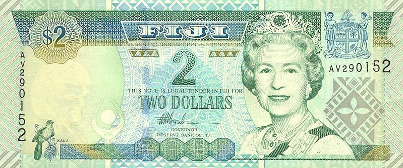 Front of Fiji p104a: 2 Dollars from 2002
