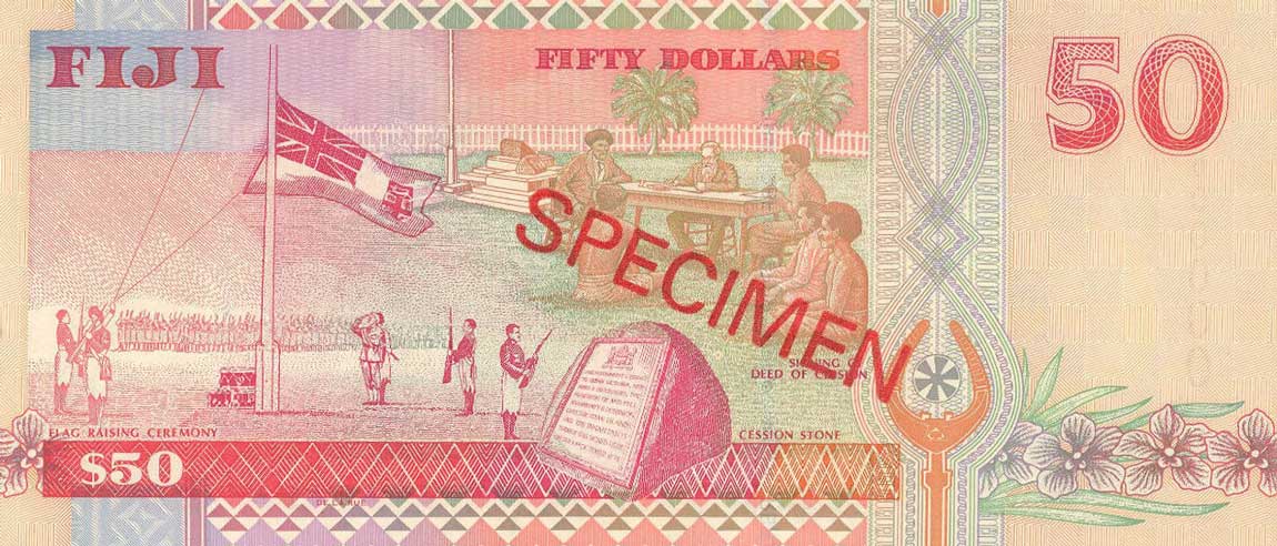 Back of Fiji p108s: 50 Dollars from 2002