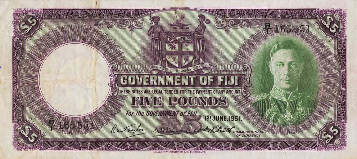Front of Fiji p41f: 5 Pounds from 1951