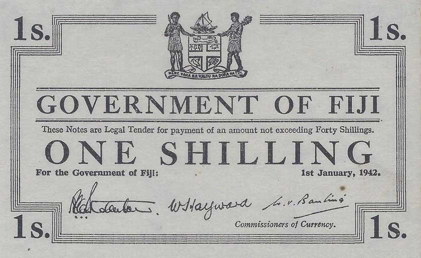 Front of Fiji p48r1: 1 Shilling from 1942