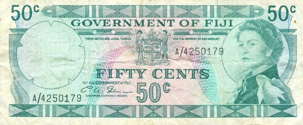 Front of Fiji p64b: 50 Cents from 1971