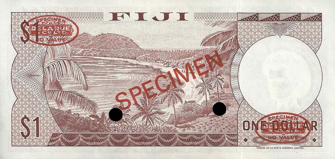 Back of Fiji p71s1: 1 Dollar from 1974