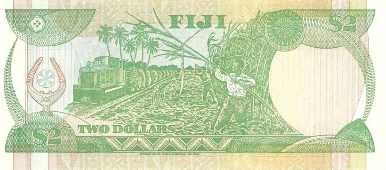 Back of Fiji p82a: 2 Dollars from 1983