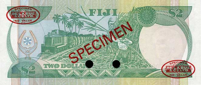 Back of Fiji p82s1: 2 Dollars from 1983