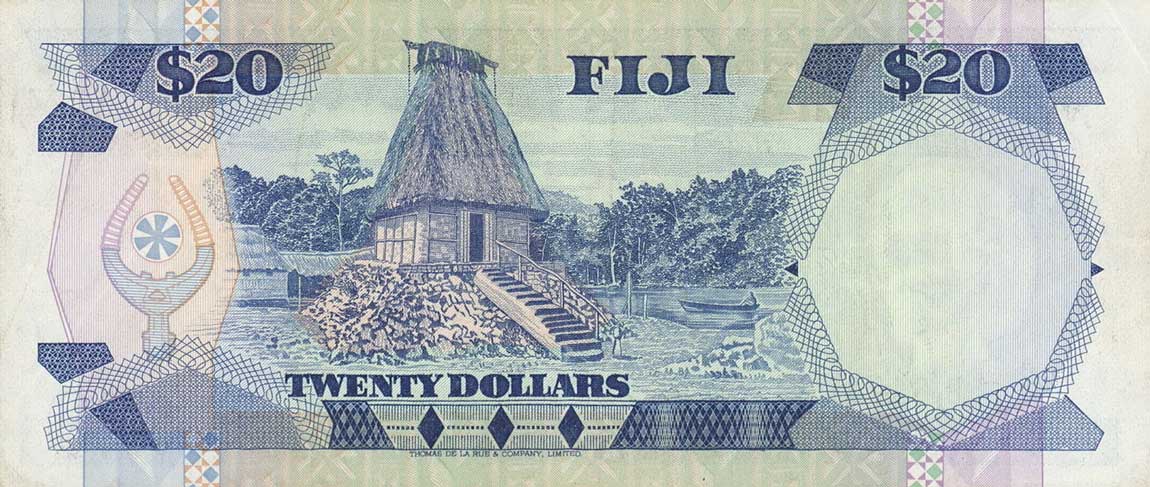 Back of Fiji p85a: 20 Dollars from 1986