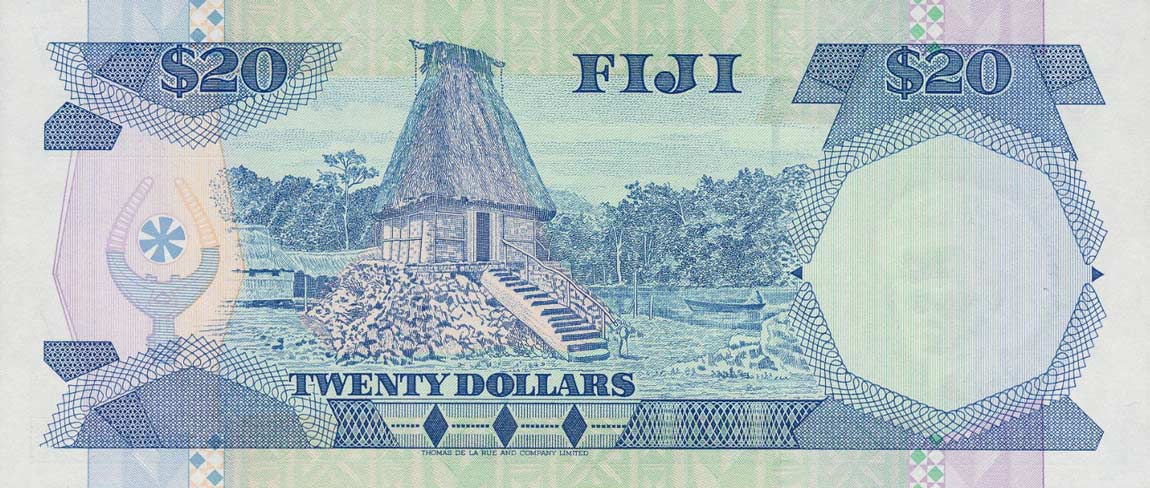 Back of Fiji p95a: 20 Dollars from 1992