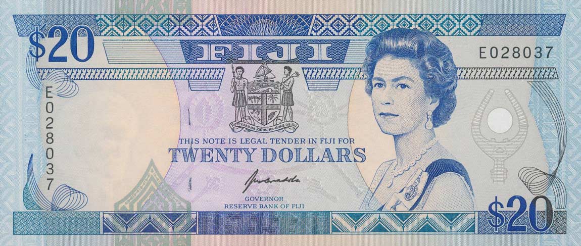Front of Fiji p95a: 20 Dollars from 1992