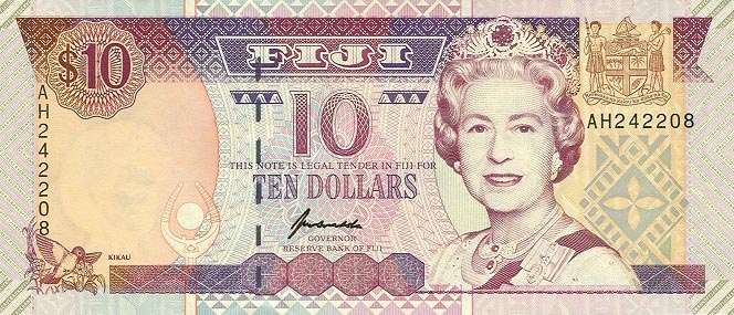 Front of Fiji p98b: 10 Dollars from 1996