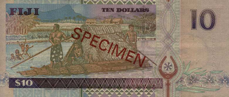 Back of Fiji p98s: 10 Dollars from 1996