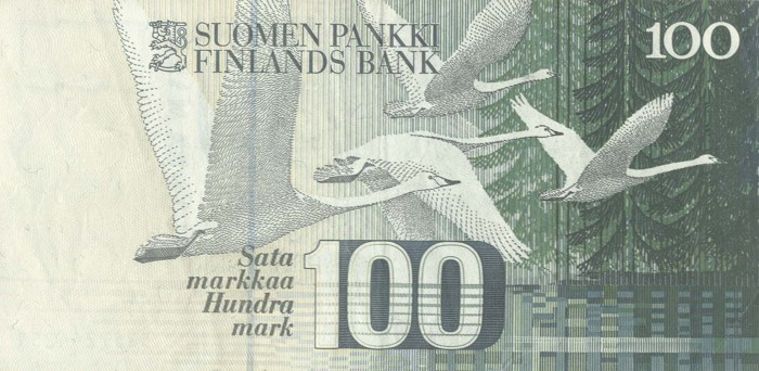 Back of Finland p119: 100 Markkaa from 1986