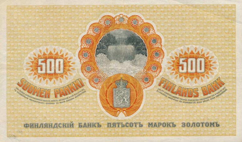 Back of Finland p23: 500 Markkaa from 1909
