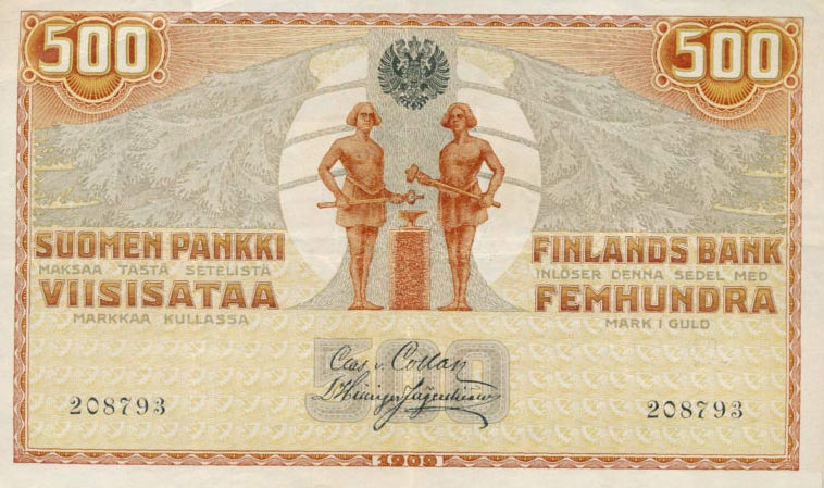Front of Finland p23: 500 Markkaa from 1909