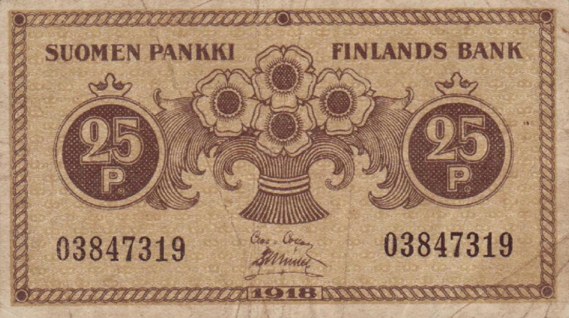 Front of Finland p33: 25 Penni from 1918