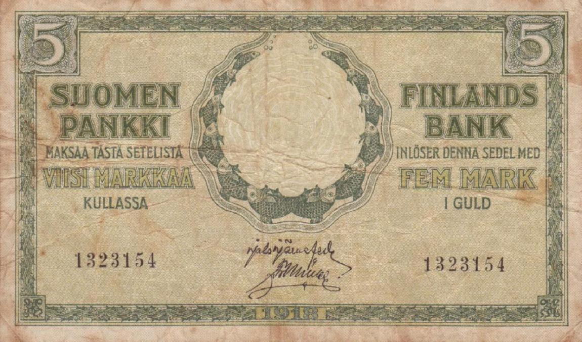 Front of Finland p36: 5 Markkaa from 1918