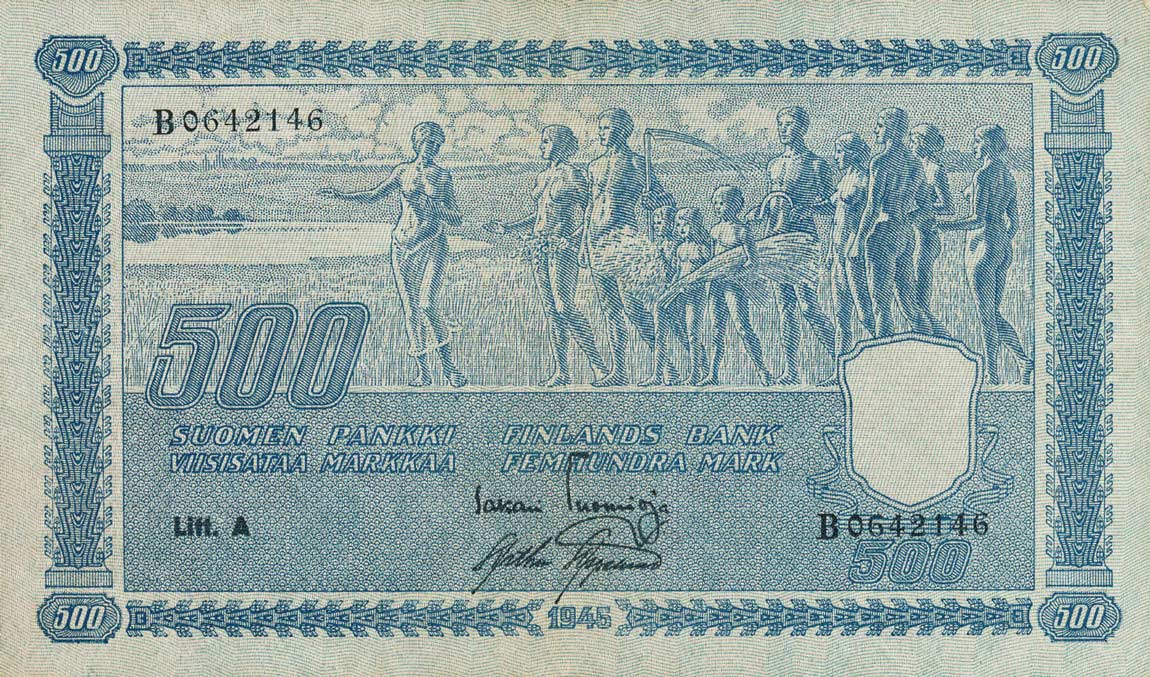 Front of Finland p81a: 500 Markkaa from 1945