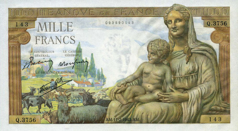 Front of France p102: 1000 Francs from 1942