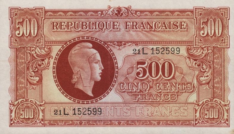 Front of France p106a: 500 Francs from 1944