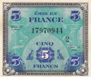 p115b from France: 5 Francs from 1944