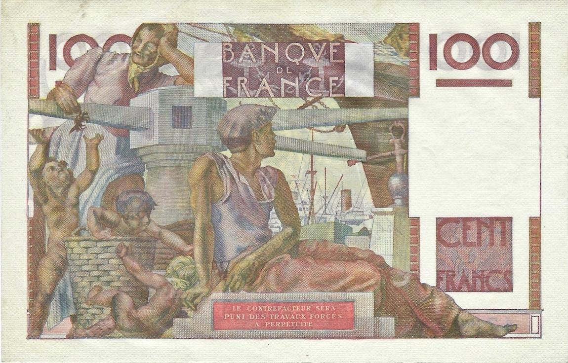 Back of France p128d: 100 Francs from 1951