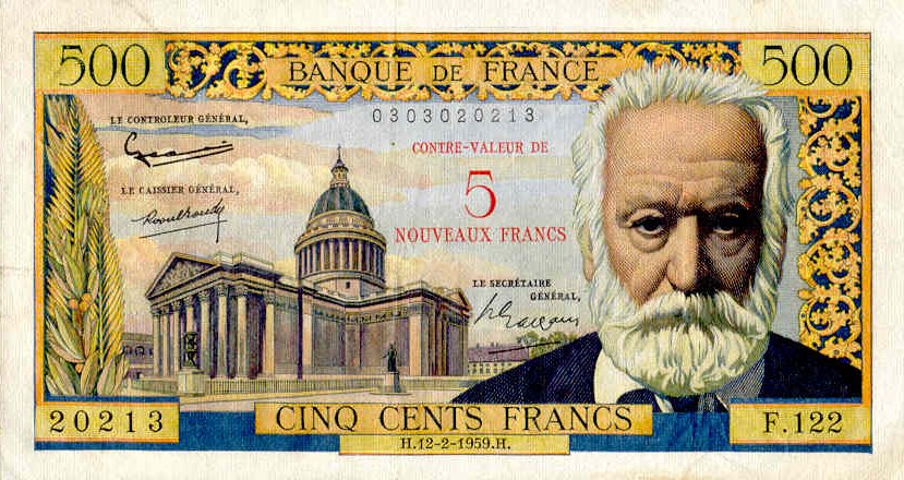 Front of France p137b: 5 Nouveaux Francs from 1959