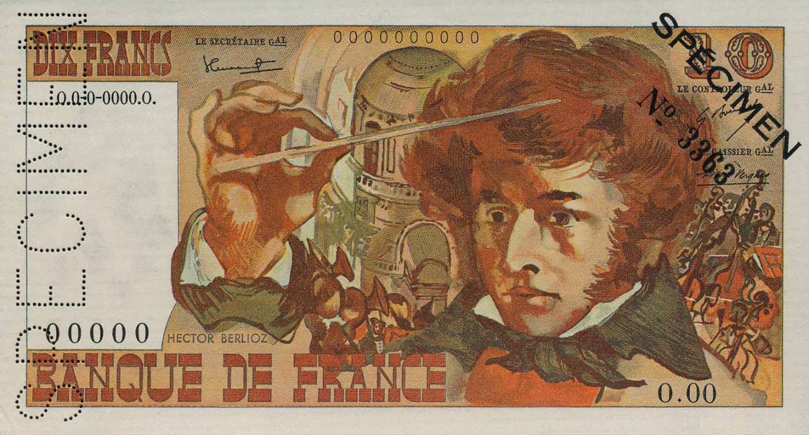 Front of France p150s: 10 Francs from 1975