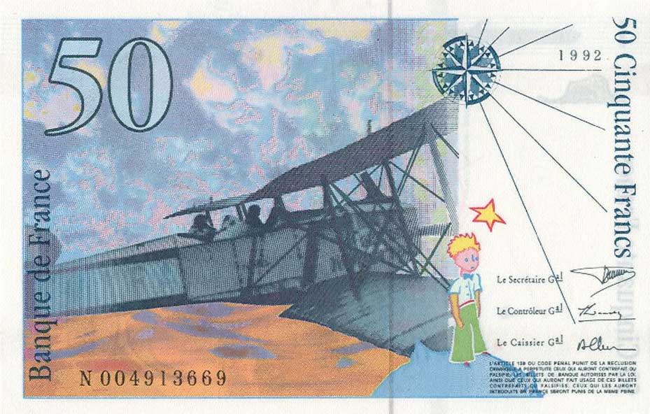 Back of France p157a: 50 Francs from 1992