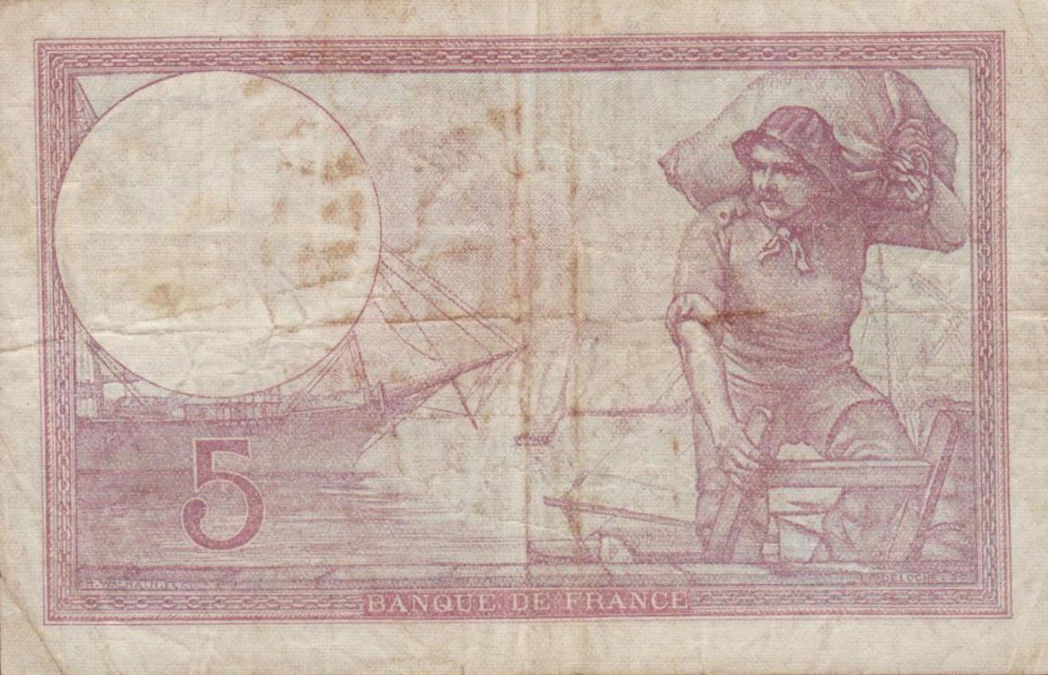 Back of France p72e: 5 Francs from 1933