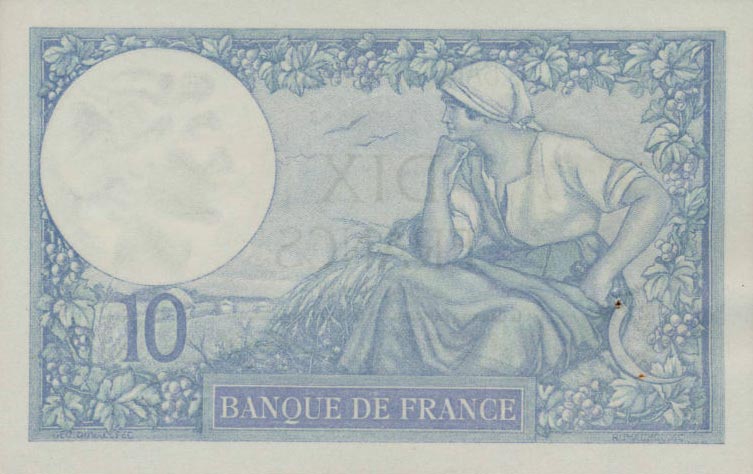 Back of France p73d: 10 Francs from 1926