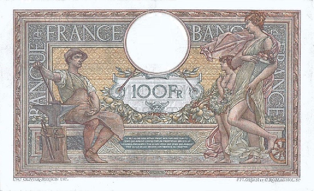 Back of France p75: 100 Francs from 1917