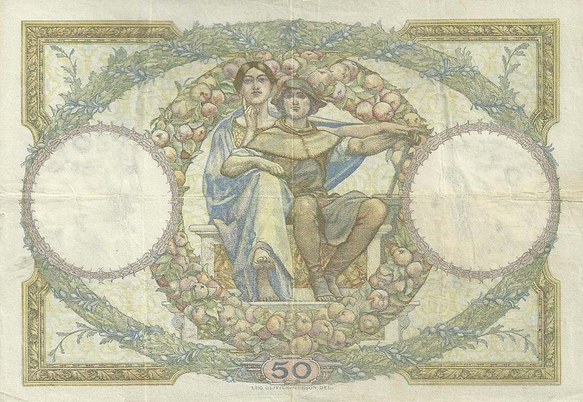 Back of France p77a: 50 Francs from 1927