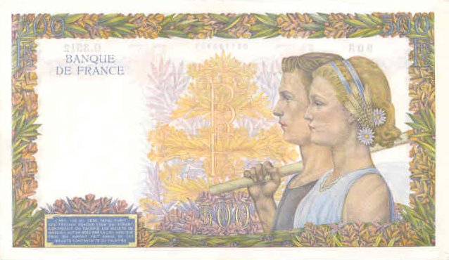 Back of France p95b: 500 Francs from 1941