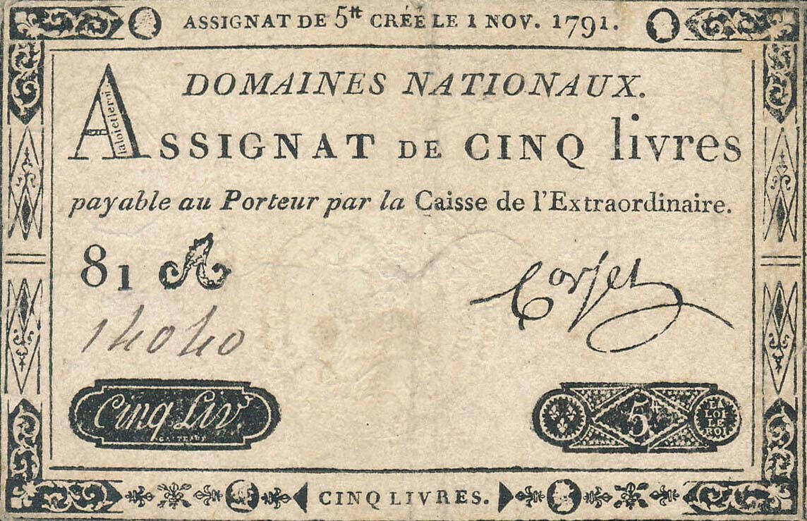 Front of France pA42: 5 Livres from 1791