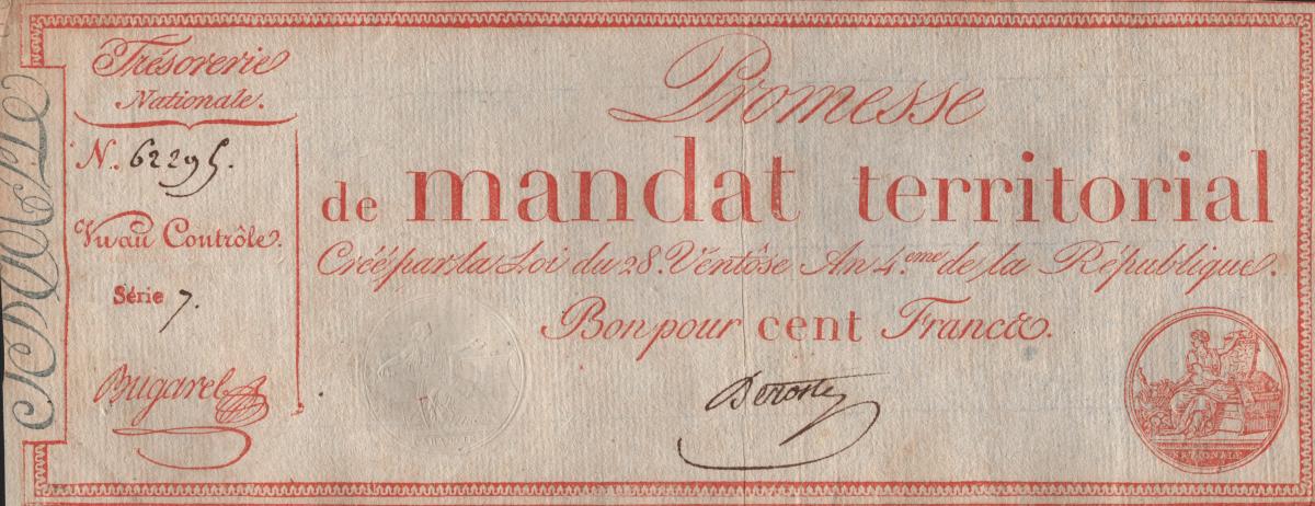 Front of France pA84b: 100 Francs from 1796