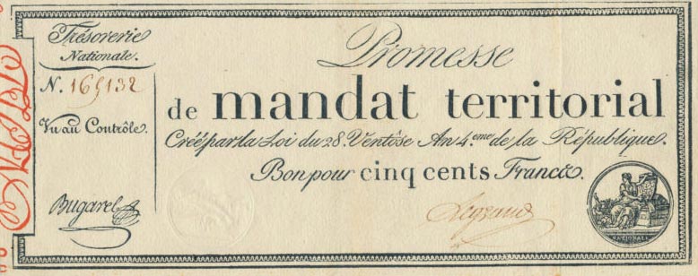 Front of France pA86a: 500 Francs from 1796