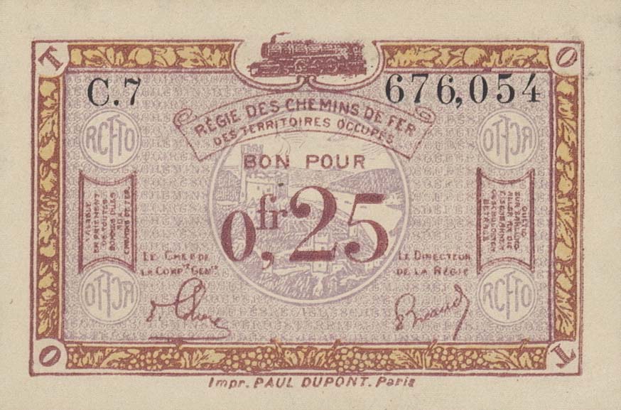 Front of France pR3: 0.25 Franc from 1923