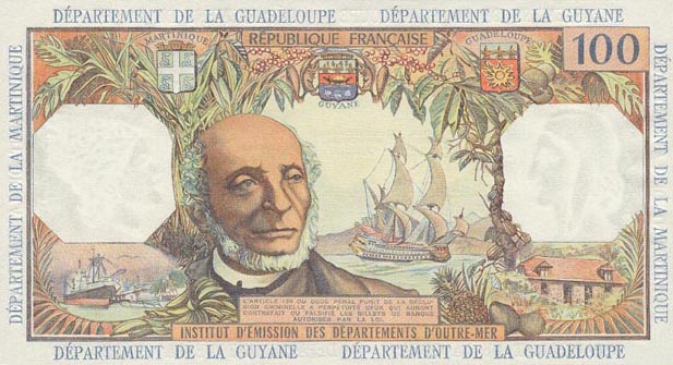 Back of French Antilles p10b: 100 Francs from 1964
