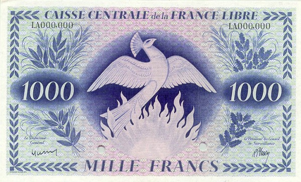 Front of French Equatorial Africa p14s2: 1000 Francs from 1941