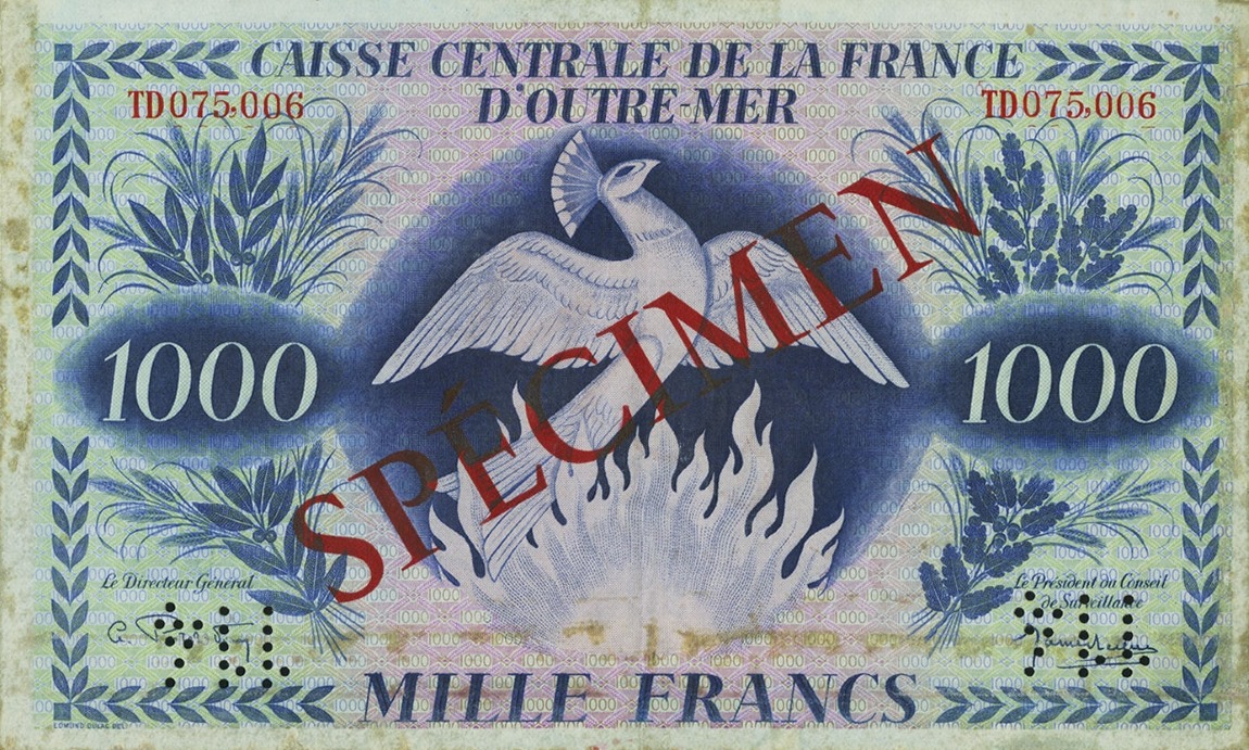 Front of French Equatorial Africa p19s2: 1000 Francs from 1944