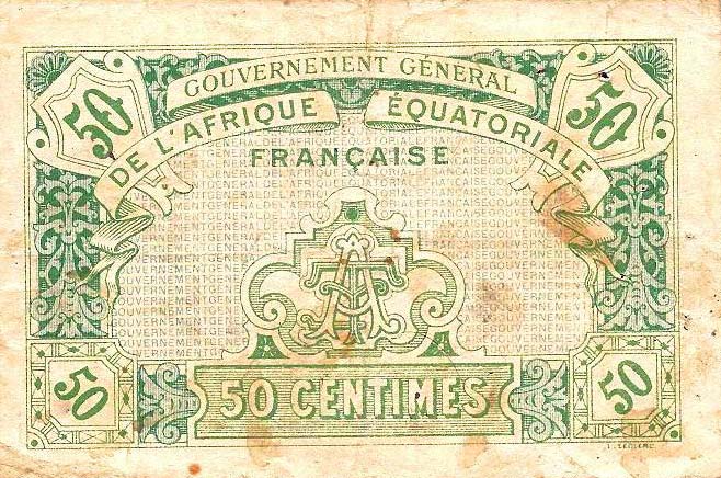 Back of French Equatorial Africa p1a: 50 Centimes from 1917